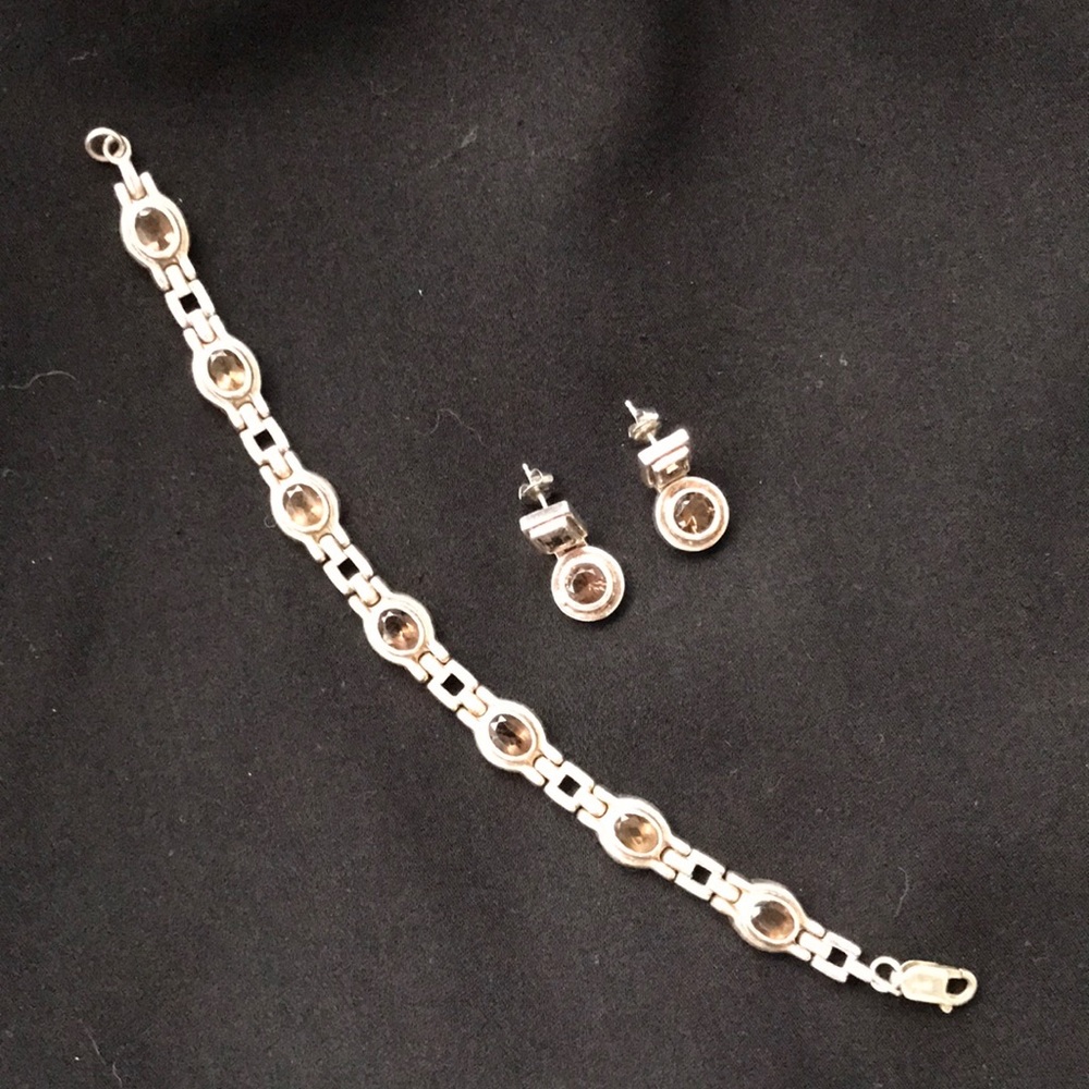 Sterling Silver Bracelet and Earring Set